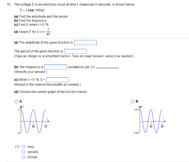 Solved 10. The voltage E in an electrical circuit at time t, | Chegg.com