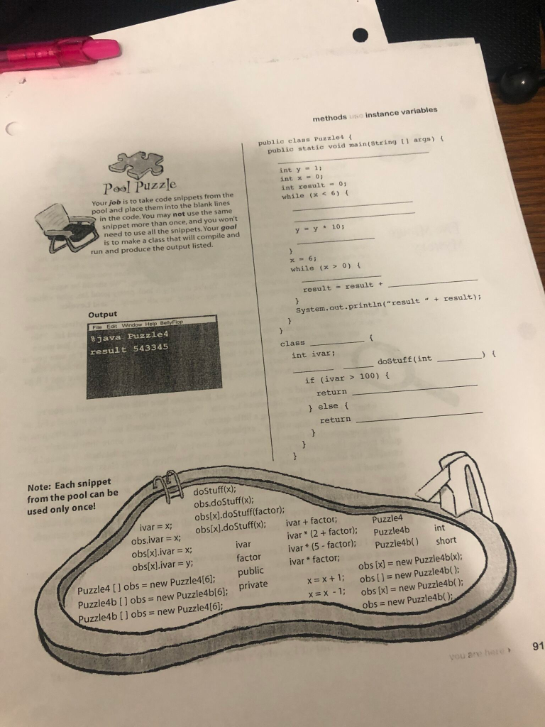 Solved methods uso instance variables public class Puzzled ( | Chegg.com