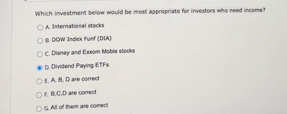 Solved Which Investment Below Would Be Most Appropriate For | Chegg.com