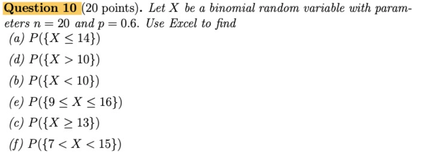 Solved Question 10 20 Points Let X Be A Binomial Random