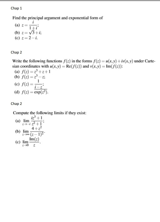 Solved Chap 1 Find the principal argument and exponential | Chegg.com