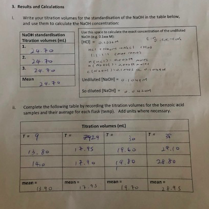 3. Results and Calculations i. Write your titration | Chegg.com