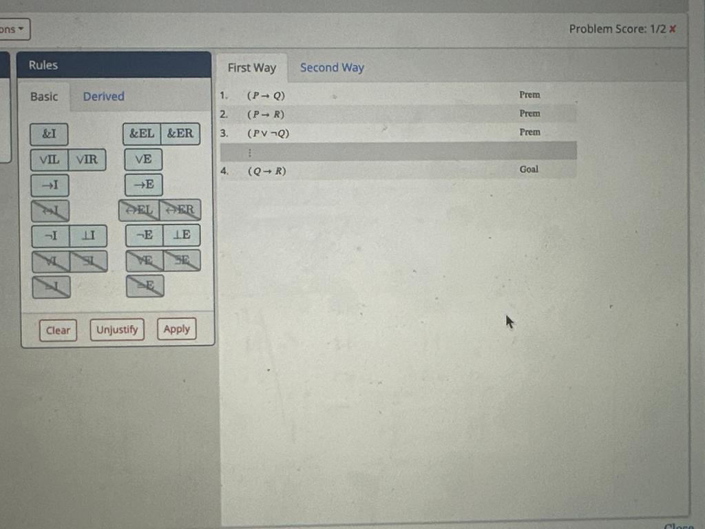 Problem Score: 1/2x First Way Second Way 1. (P→Q) | Chegg.com