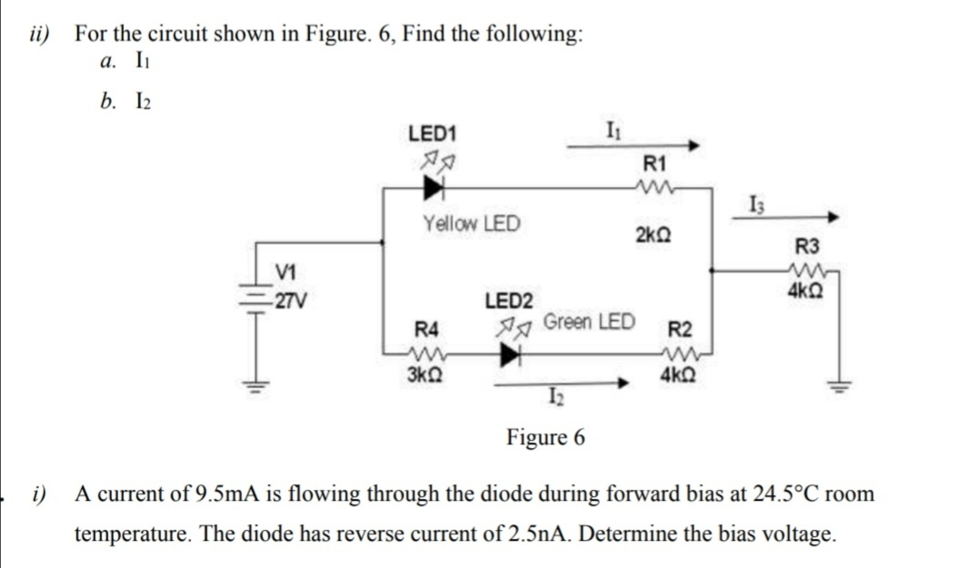 Solved ii) For the circuit shown in Figure. 6, Find the | Chegg.com