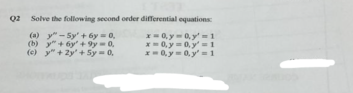 Solved Q2 Solve the following second order differential | Chegg.com