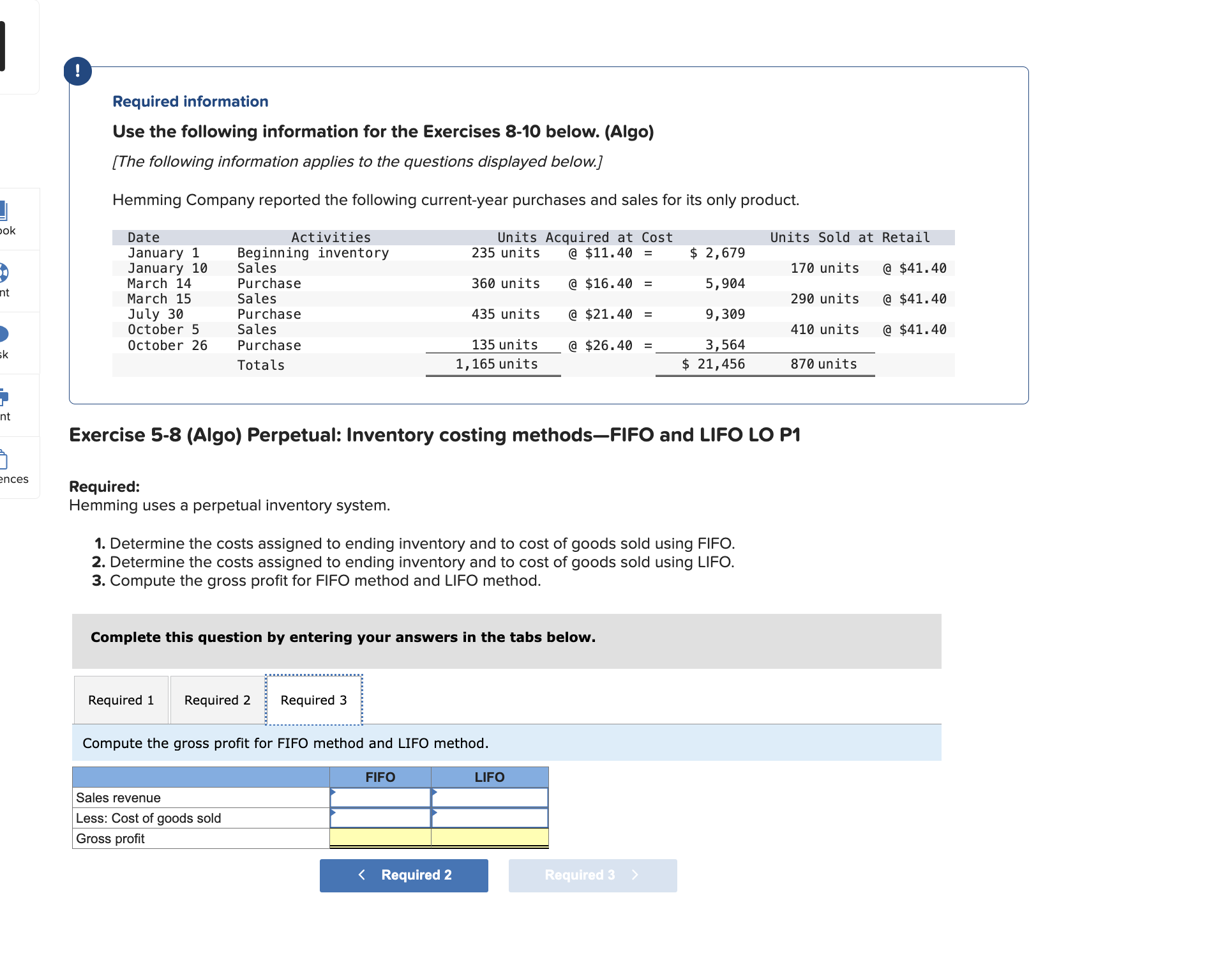 Solved Required informationUse the following information for | Chegg.com