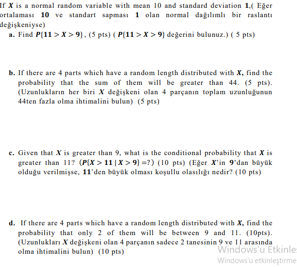 Solved If X is a normal random variable with mean 10 and | Chegg.com