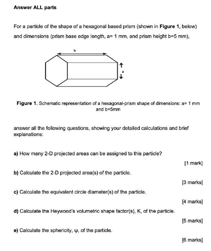 Solved Answer ALL parts For a particle of the shape of a | Chegg.com