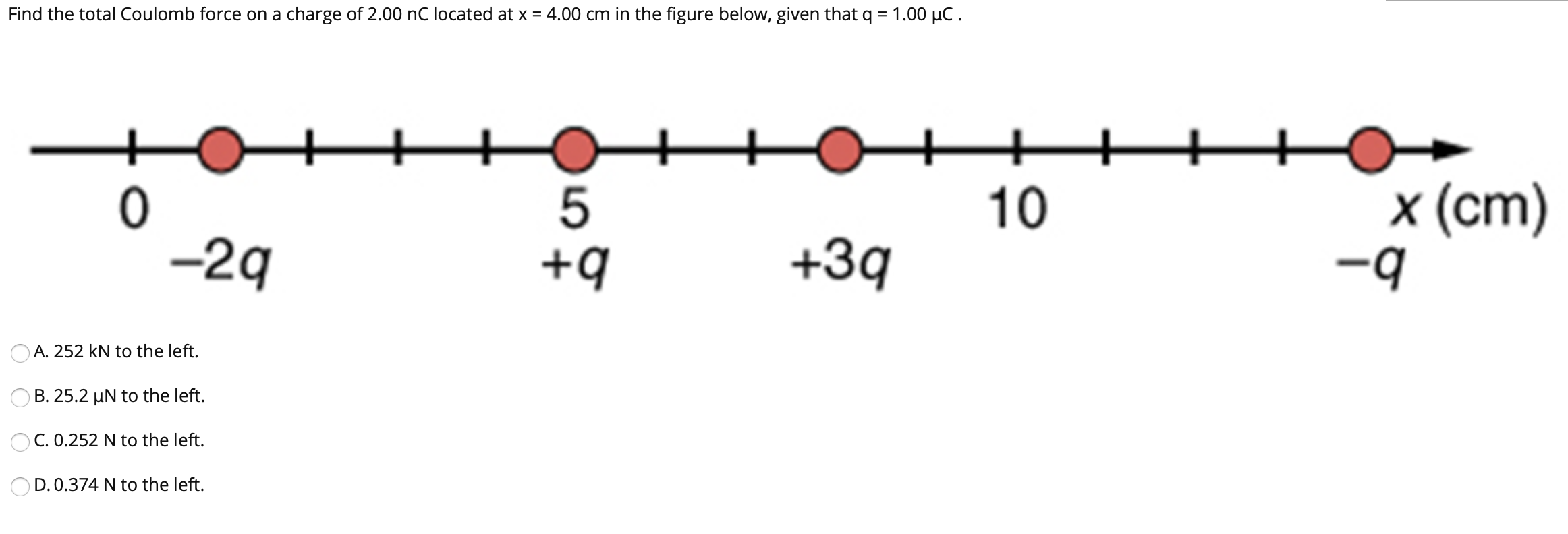 Solved Find the total Coulomb force on a charge of 2.00 nC | Chegg.com