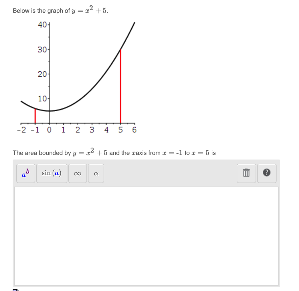 solved-below-is-the-graph-of-y-x2-5-the-area-bounded-by-chegg