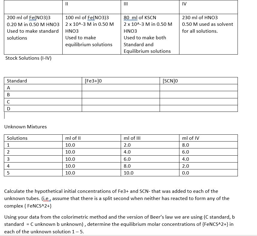 Solved 200 ml of Fe(NO3) 3 100 ml of Fe(NO3)3 0.20 Min 0.50