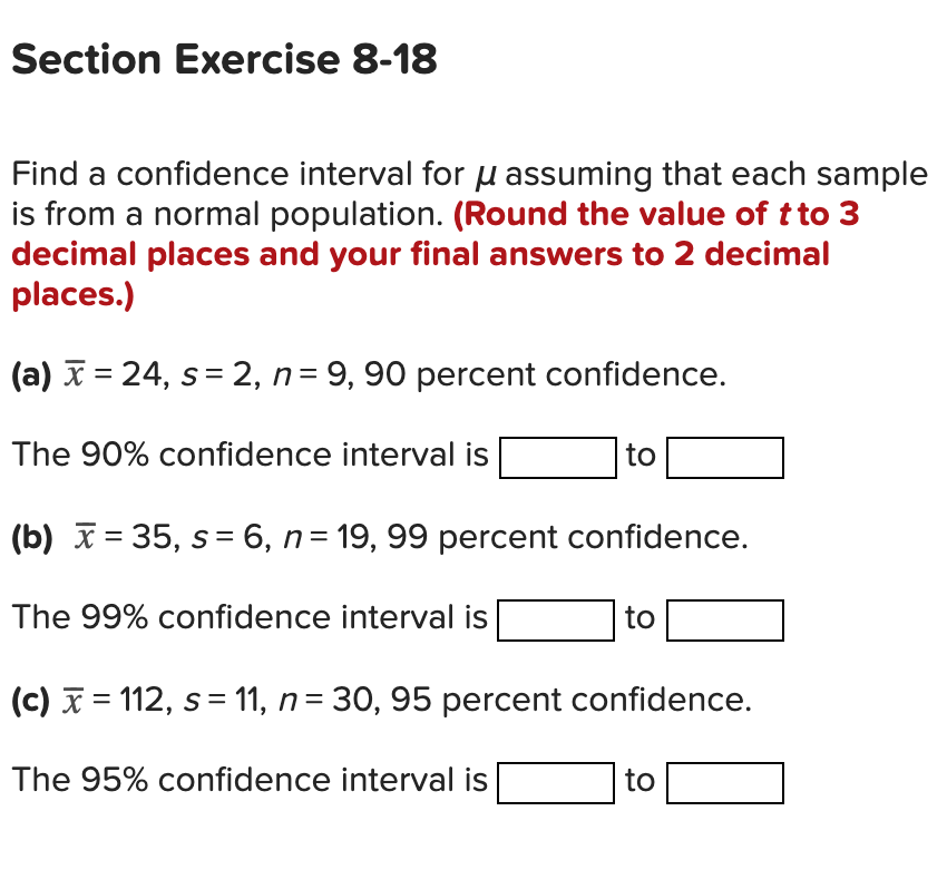 Solved Section Exercise 8-18 Find a confidence interval for | Chegg.com