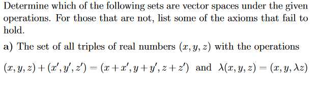 Solved Determine which of the following sets are vector | Chegg.com