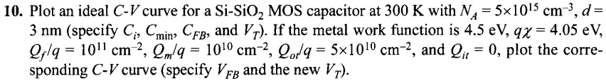 Solved 10. Plot an ideal C-V curve for a Si-SiO2 MOS | Chegg.com