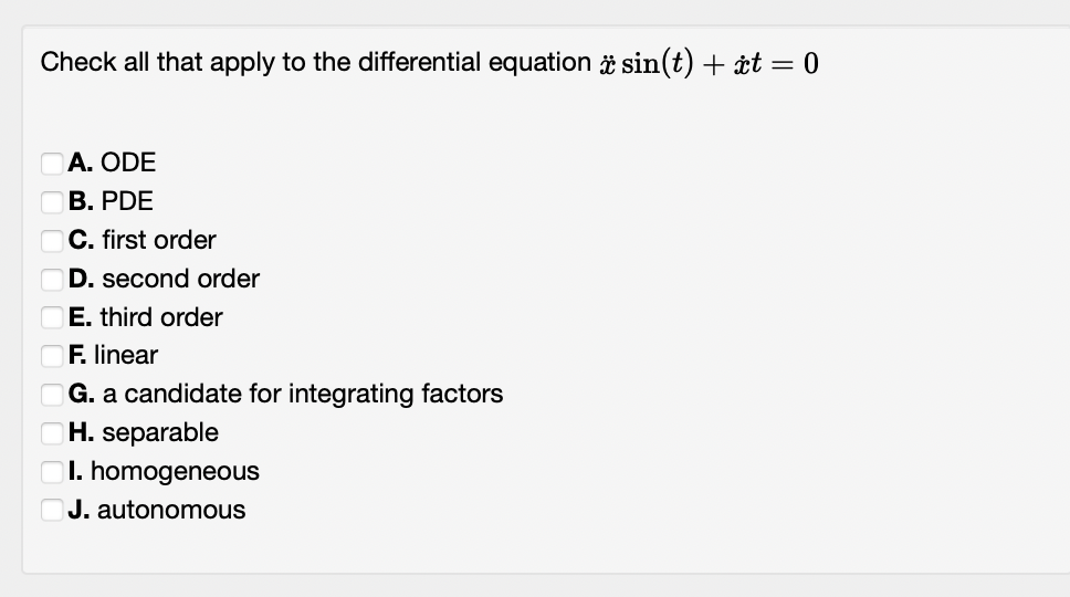 Solved Check All That Apply To The Differential Equation ö | Chegg.com