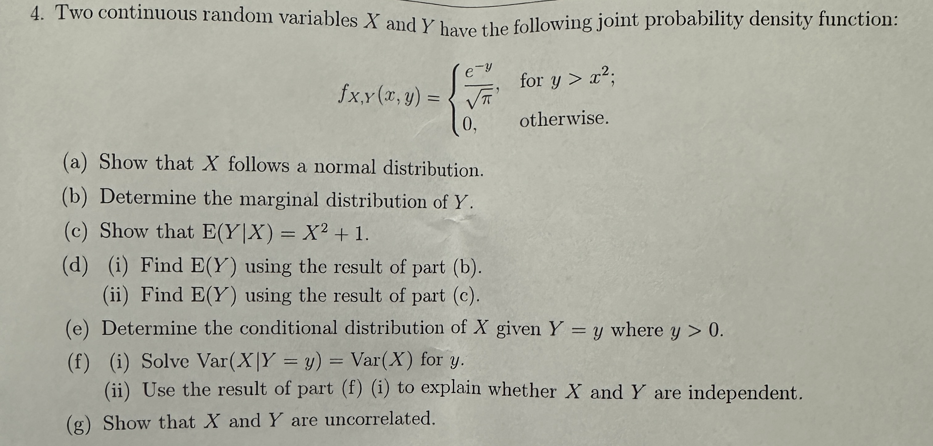Two continuous random variables x ﻿and Y ﻿have the | Chegg.com