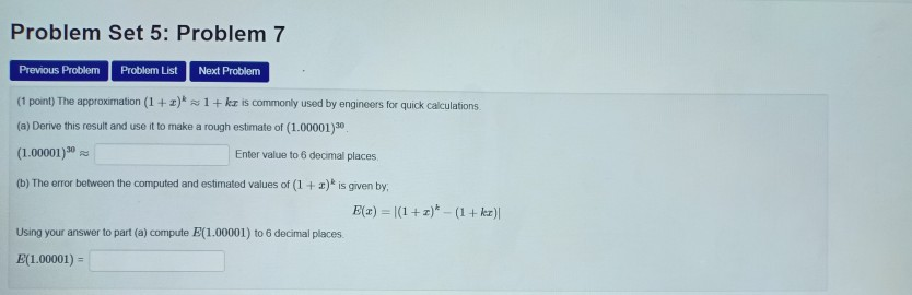 Solved Problem Set 5: Problem 7 Previous Problem Problem | Chegg.com