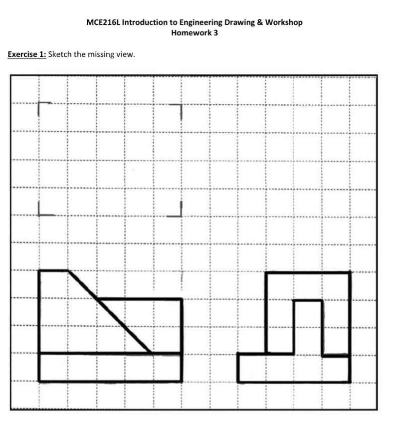 Missing View Engineering Graphics Solved MCE216L Introduction to Engineering Drawing \& | Chegg.com