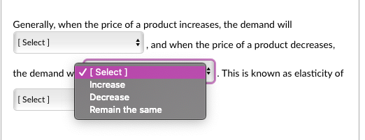 Solved Generally, when the price of a product increases, the | Chegg.com
