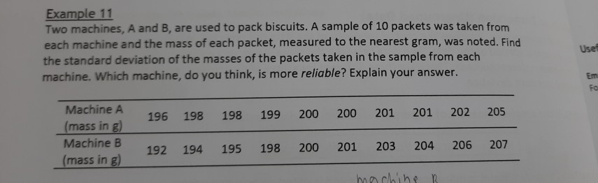 Solved Example 11 Two Machines A And B Are Used To Pack Chegg Com