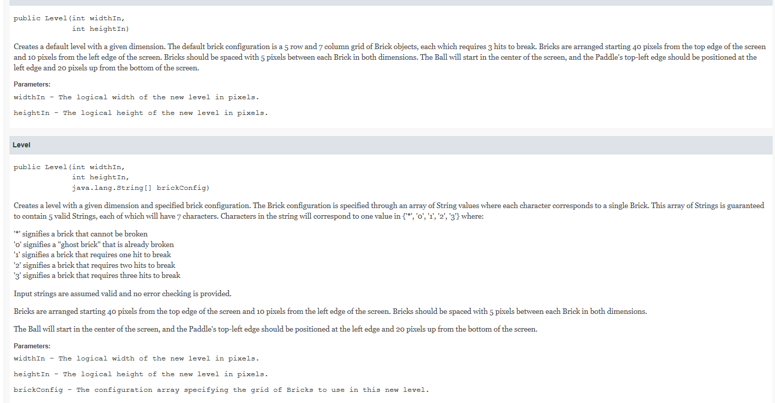 public class Level extends java.lang.Object This | Chegg.com