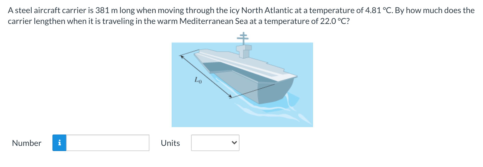 solved-a-steel-aircraft-carrier-is-381-m-long-when-chegg