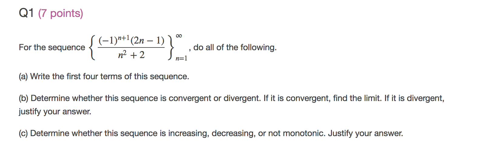 Solved Q1 (7 points) For the sequence For the sequence S | Chegg.com