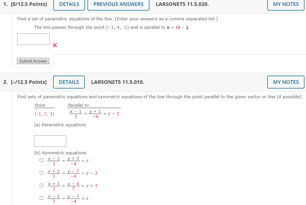 Solved Find a set of parametric equations of the line. | Chegg.com
