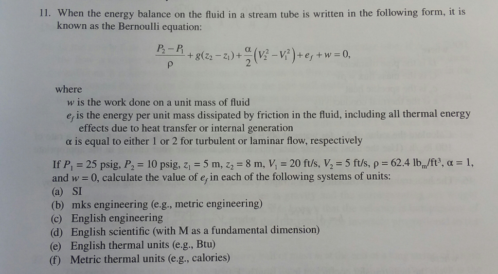 Energy Stream Formula Solved 11. When the energy balance on the fluid in a stream | Chegg.com