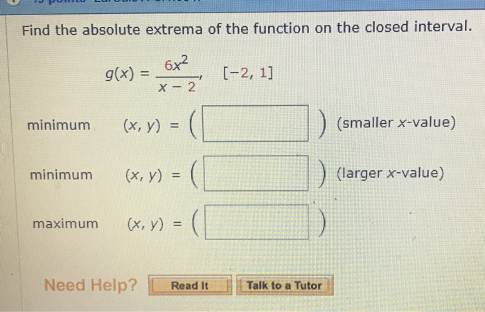 Solved Find The Absolute Extrema Of The Function On The 2495