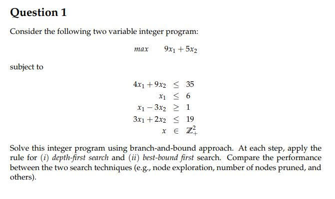Solved Question 1 Consider the following two variable | Chegg.com