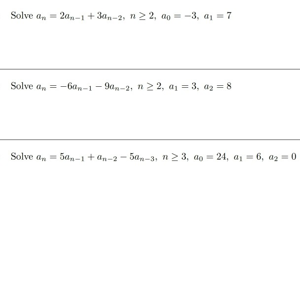 Solve An 2an 1 3an 2 N 2 Ao 3 A1 7 Solve Chegg 