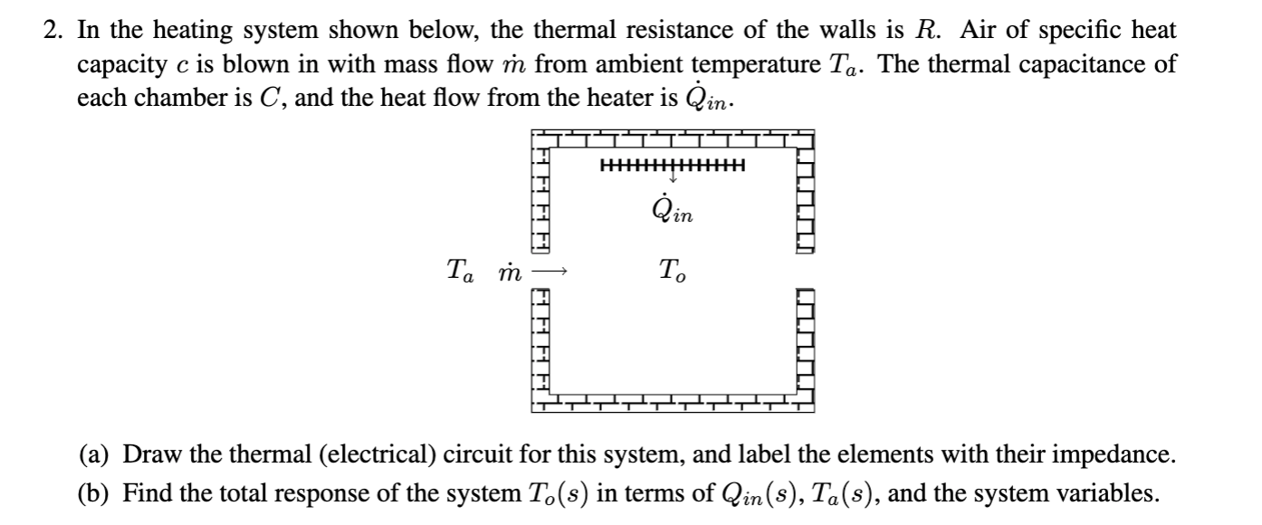 Solved 2 In The Heating System Shown Below The Thermal Chegg Com
