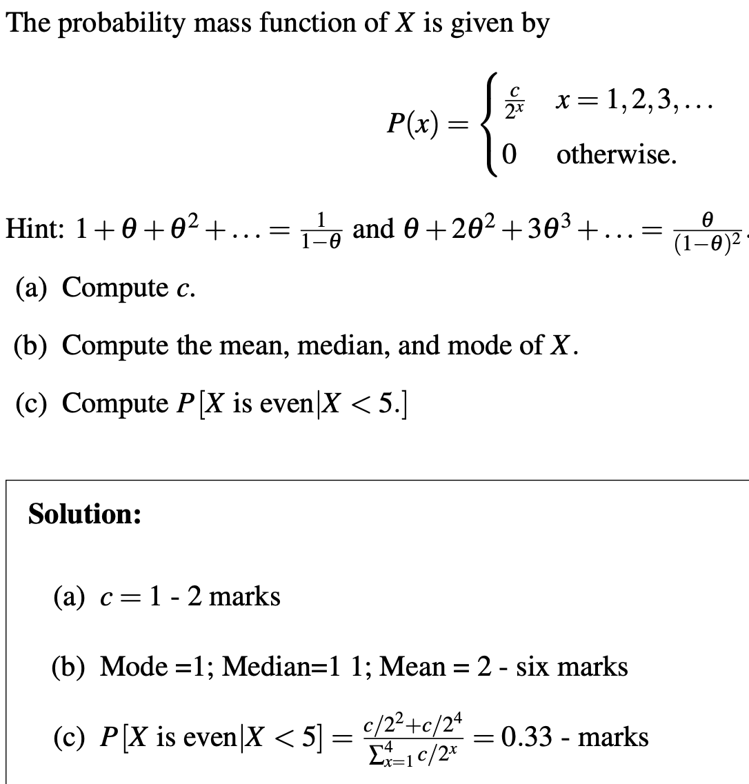 solved-the-probability-mass-function-of-x-is-given-by-chegg