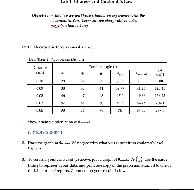 Solved Lab 1 Charges and Coulomb's Law Objectives in this