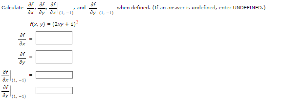 Solved Calculate delfdelx,delfdely,delfdelx|(1,-1), ﻿and | Chegg.com