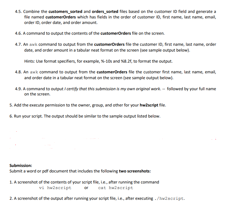 Solved 2. Use the vi editor to create a file named customers | Chegg.com