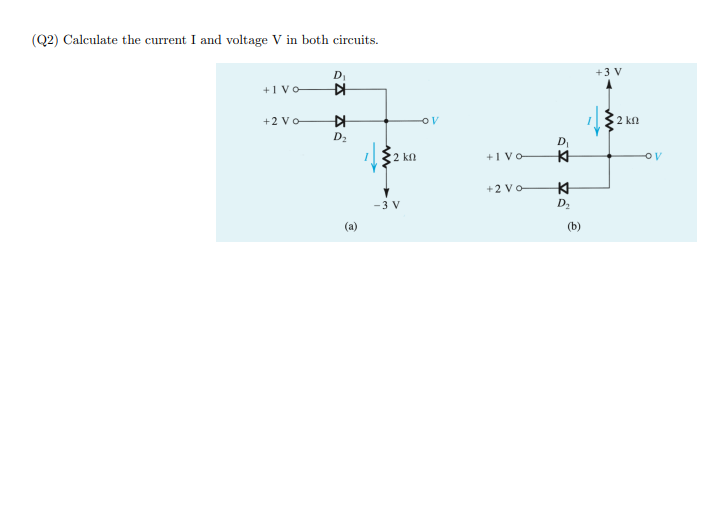 Solved (Q2) Calculate the current I and voltage V in both | Chegg.com