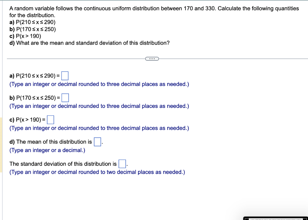 Solved A random variable follows the continuous uniform | Chegg.com