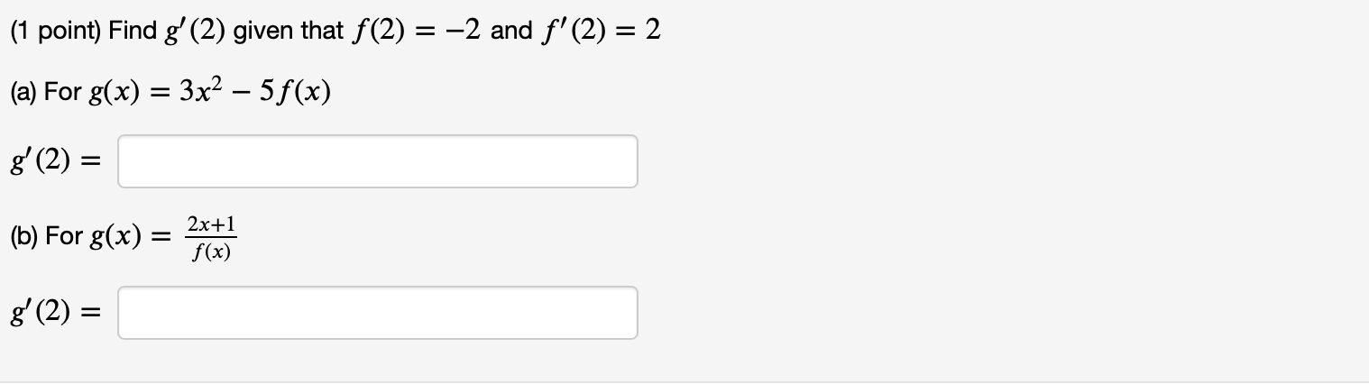 Solved (1 point) Let f and g be the functions defined by | Chegg.com