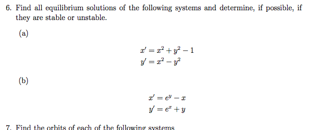 Solved 6. Find all equilibrium solutions of the following | Chegg.com
