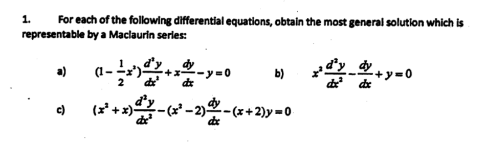 Solved 1. For each of the following differential equations, | Chegg.com