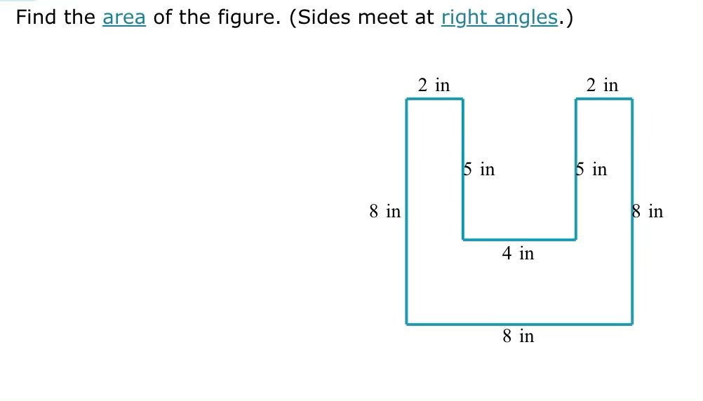 Solved Find the area of the figure. (Sides meet at right | Chegg.com