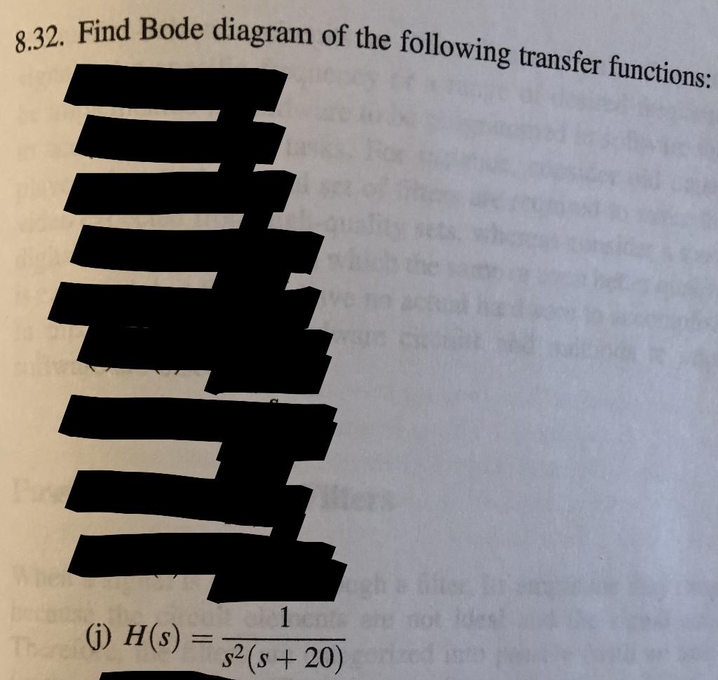 Solved 8.32. Find Bode diagram of the following transfer | Chegg.com