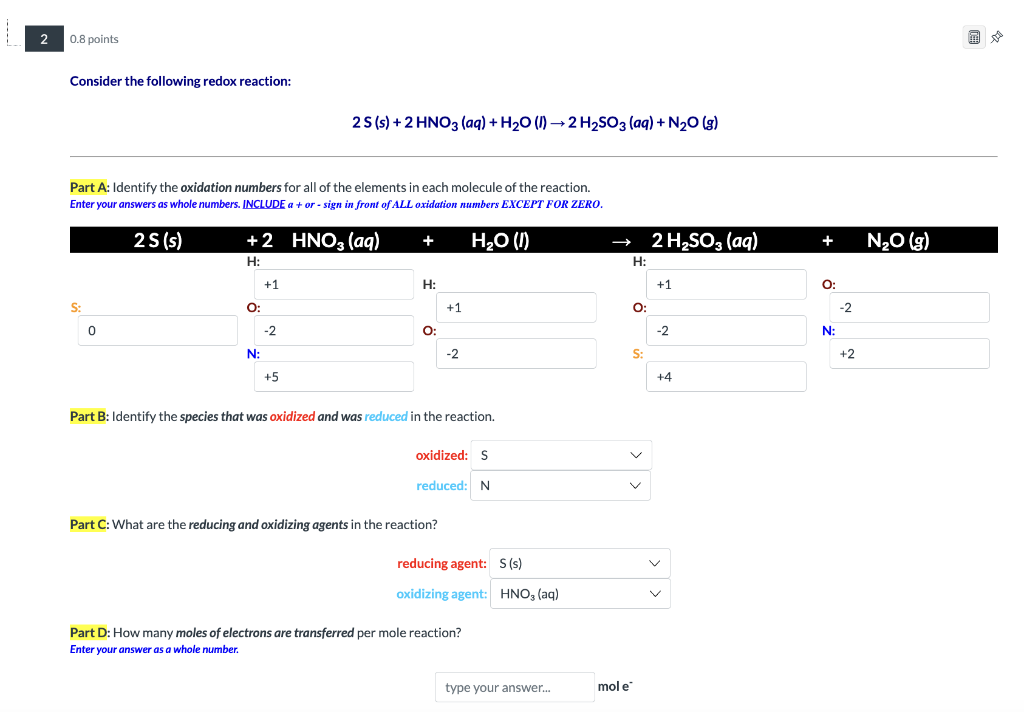 Solved Consider the following redox reaction: 2 | Chegg.com