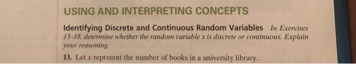 Solved USING AND INTERPRETING CONCEPTS Identifying Discrete | Chegg.com