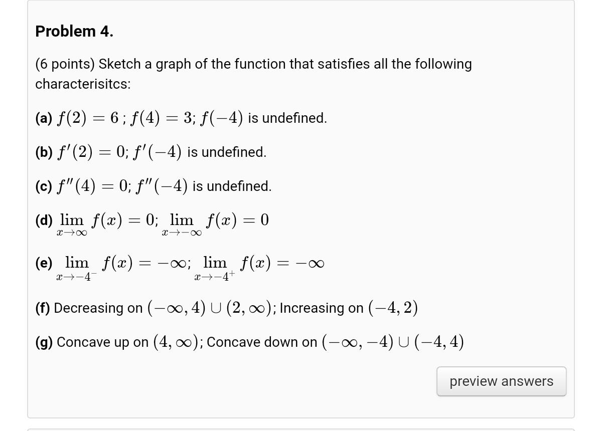 Solved Problem 4. (6 points) Sketch a graph of the function | Chegg.com