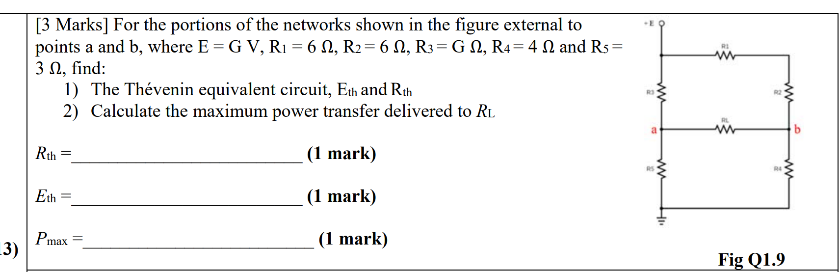 Solved [3 Marks] For the portions of the networks shown in | Chegg.com