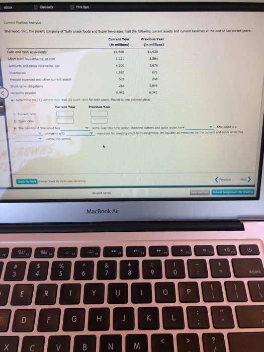 Solved Current Position Analysis Sherwood, Inc, the parent