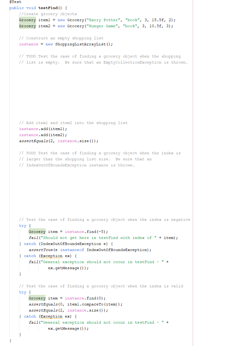 Solved 1.Complete ShoppingListArrayListTest.java by | Chegg.com